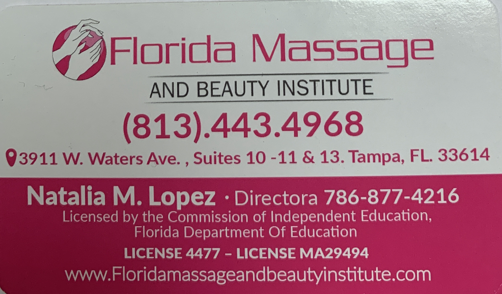 Florida Massage and Beauty Institute business card